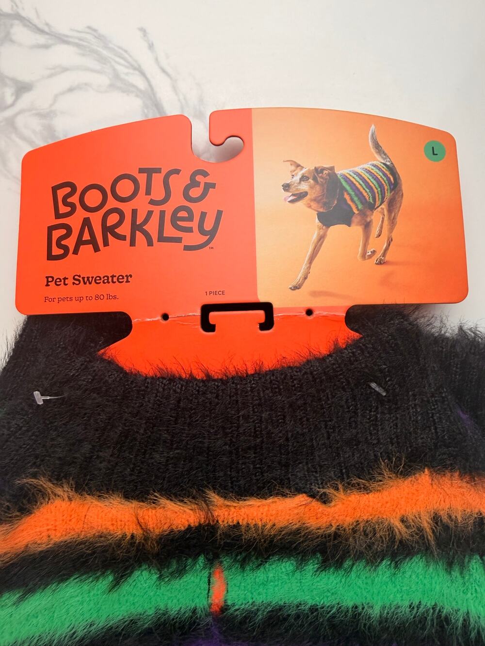 Boots & Barkley Halloween Pet Sweater Large Fuzzy Striped Dog Sweater NWT